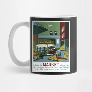 Digitally restored Market Grocery Vintage Poster Print Mug